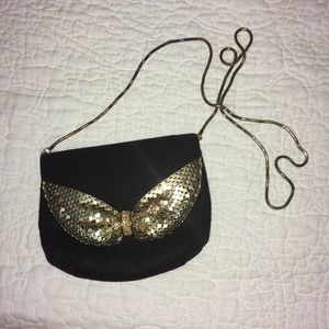 Black velvet purse with gold bow!